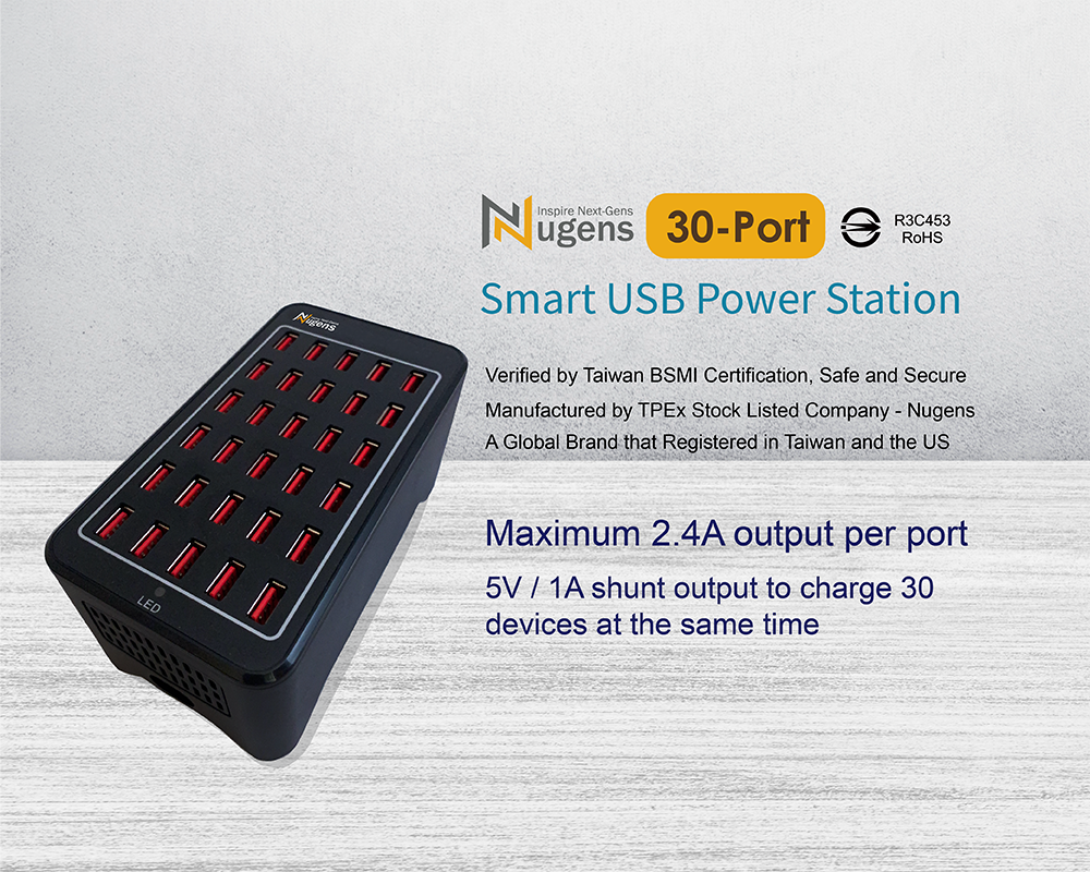30-Port Smart USB Power Station-Mobile