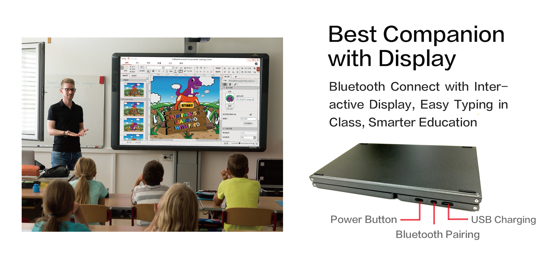 Bluetooth Connect with Interactive Display, Easy Typing in Class, Smarter Education